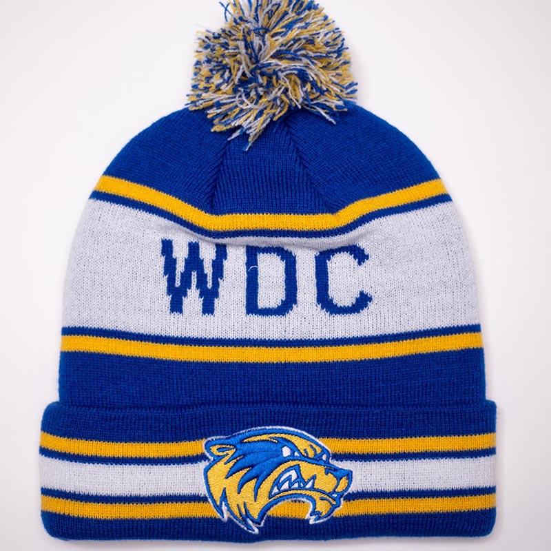 Custom Embroidered Pom Pom Beanie Knit Winter Hat Jacquard Logo Bulldog Graphic Team Sport Headwear 2026 adult