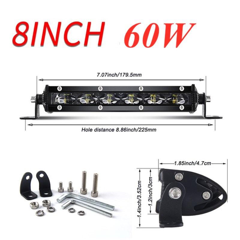 LED Ultra-thin Single-row Strip Light 6D Lens Off-road Front Bar Middle Net Auxiliary Lighting, Car Modification Spotlight