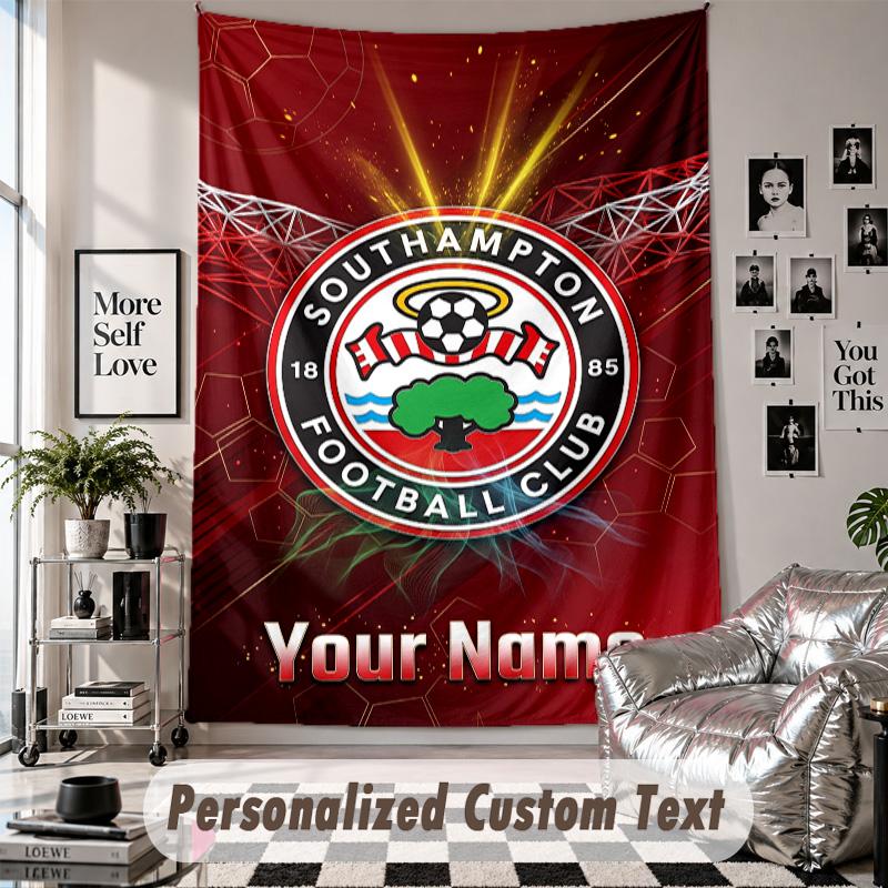 Wall Hanging Tapestry With Custom Name & Text, Southampton FC Decorative Tapestry For Bedroom