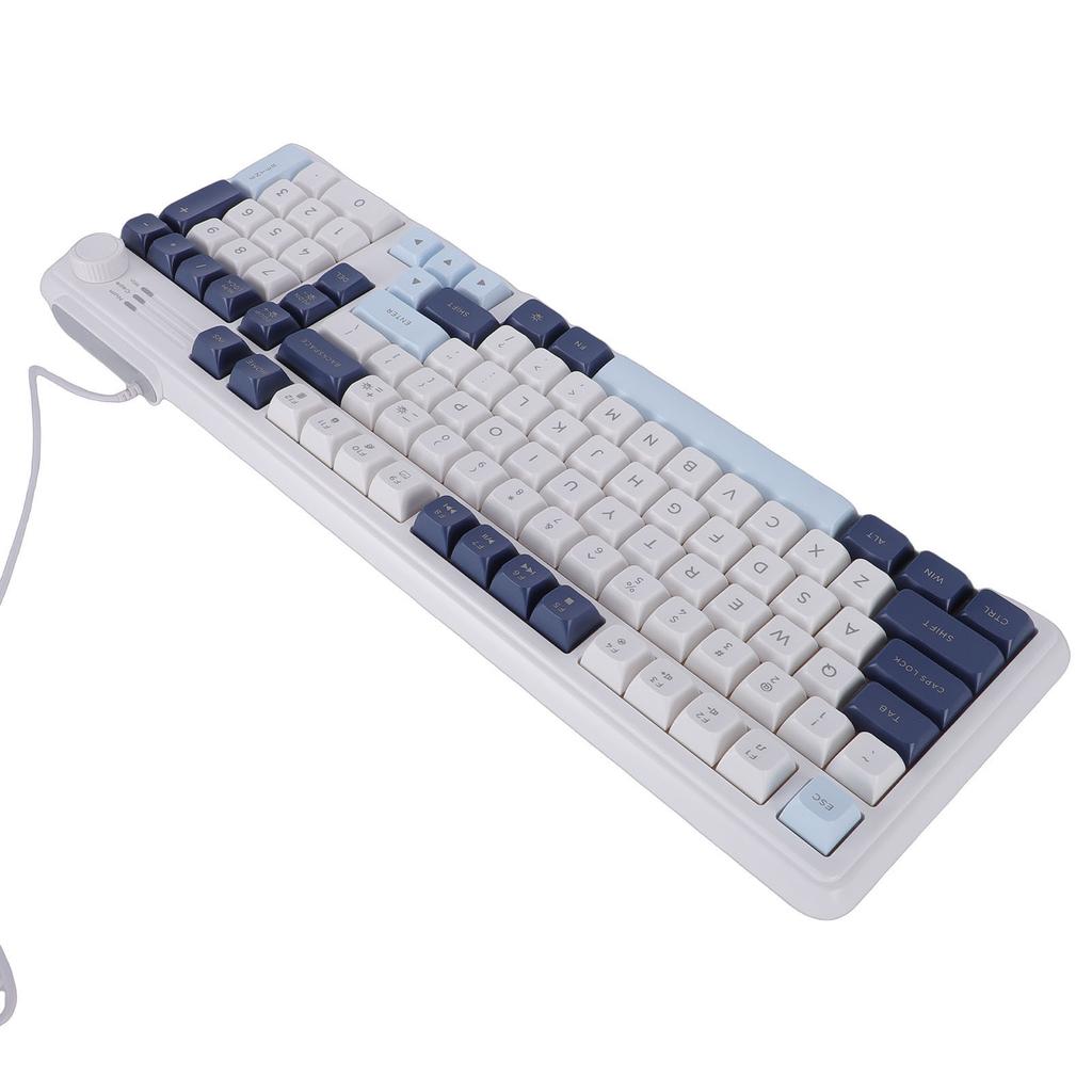 Wired Keyboard RGB Backlit USB Interface Gaming Keyboard with Knob Function for Computer
