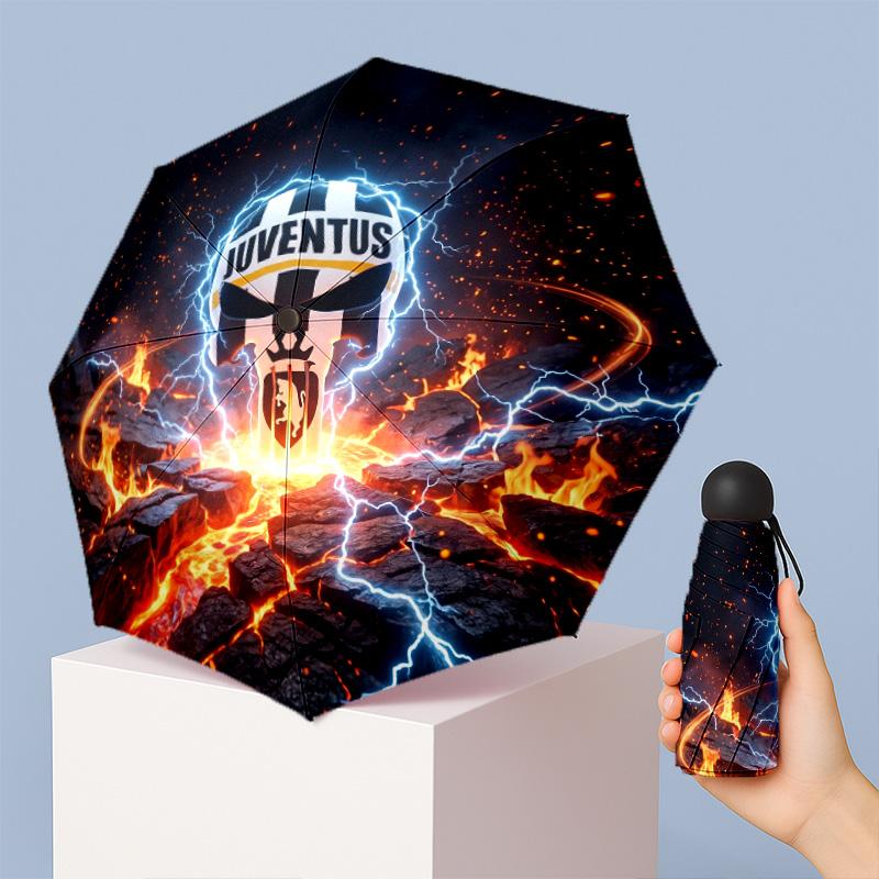 Juventus FC Pattern Printed Mini 5 Folds 8 Ribs Compact Umbrella Windproof Waterproof Lightweight Portable Folding