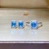 Blue Sapphire Moissanite Ring & Earring Set - Ice Blue Diamond Classic Fashion Style