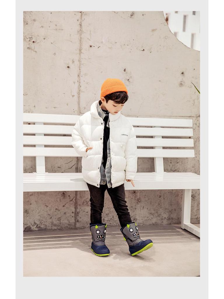 Unisex Toddler Waterproof Non-Slip Snow Boots with Thick Fleece Lining