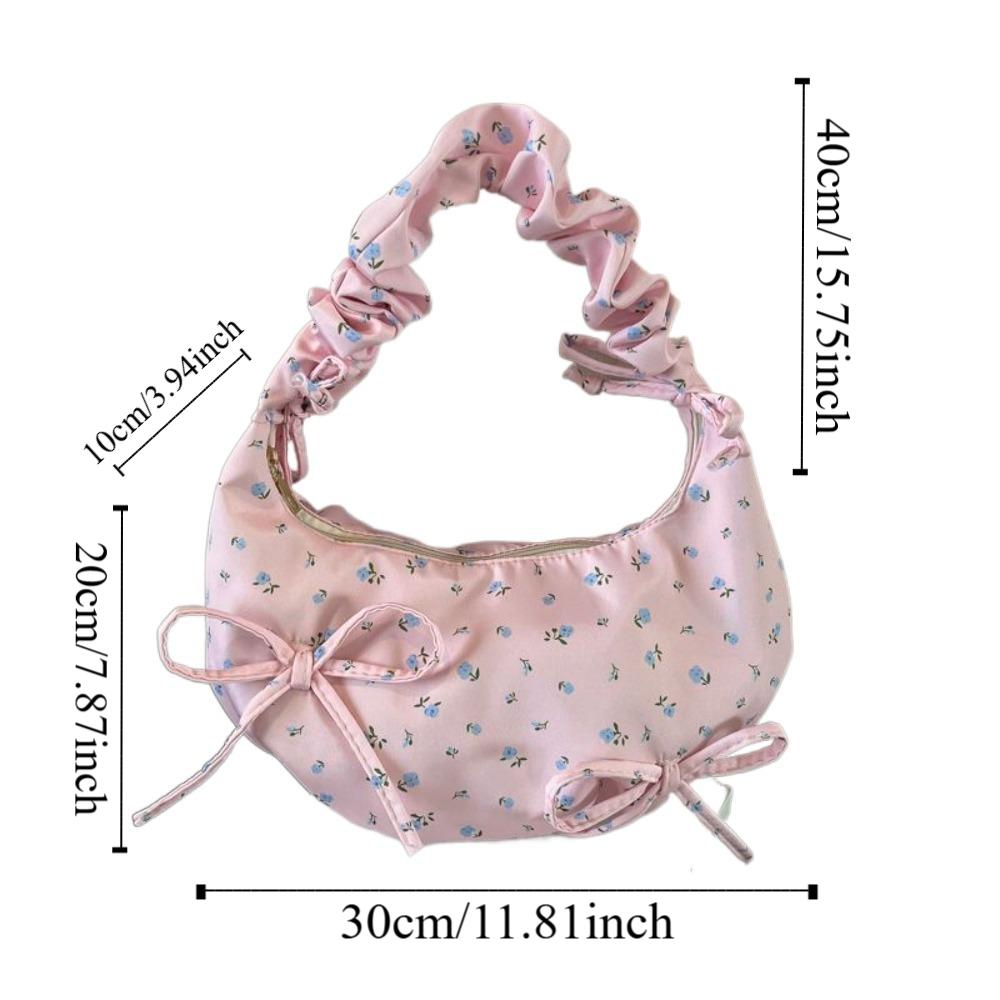 Sweet Floral Pleated Bowknot Underarm Bag Ruffles Casual Crossbody Bags  Travel