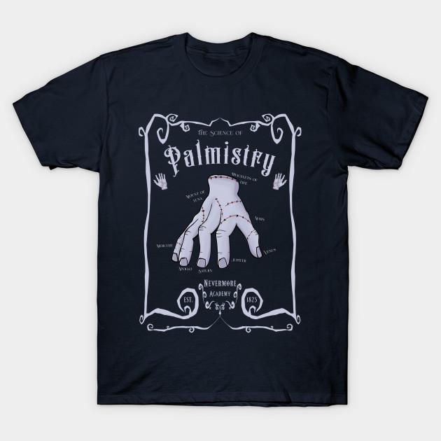 

Men Black Print T-shirt The Science Of Palmistry No-Cut Transfer Paper Print Cotton Tshirt M Темно-синій