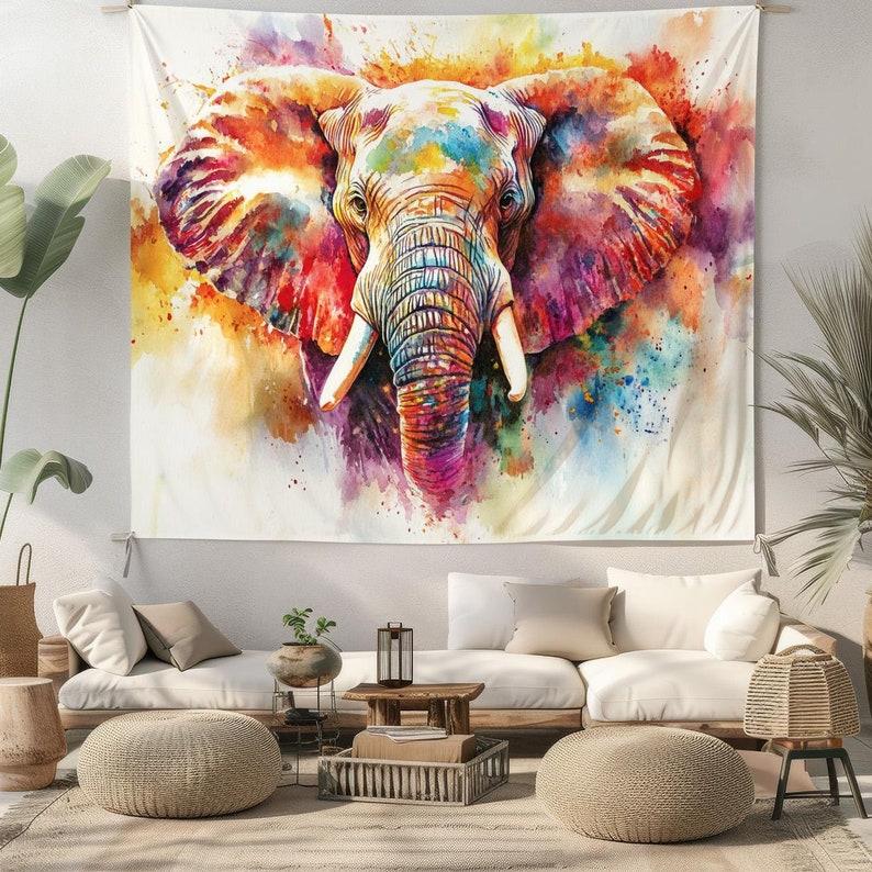 Watercolor Elephant tapestry 75x100 чёрный