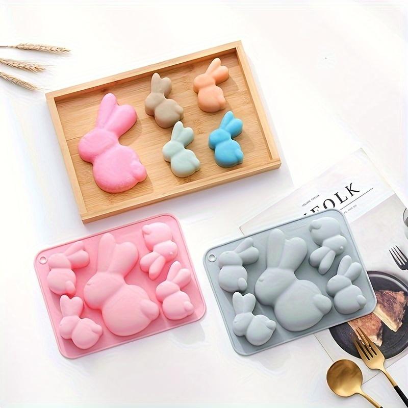 5 Cavities Bunny Silicone Mould for Baking Cake Chocolate Jelly DIY Soap Clay Drip Ice Cubes Dog Food