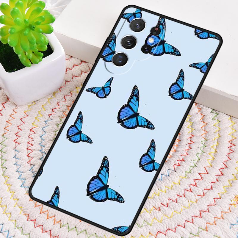 Luxury Blue Butterfly Butterflies Silicone Phone Case For Samsung Galaxy note 10 pro S26 S25 S24 S23 S22 S21 Plus Ultra Cover