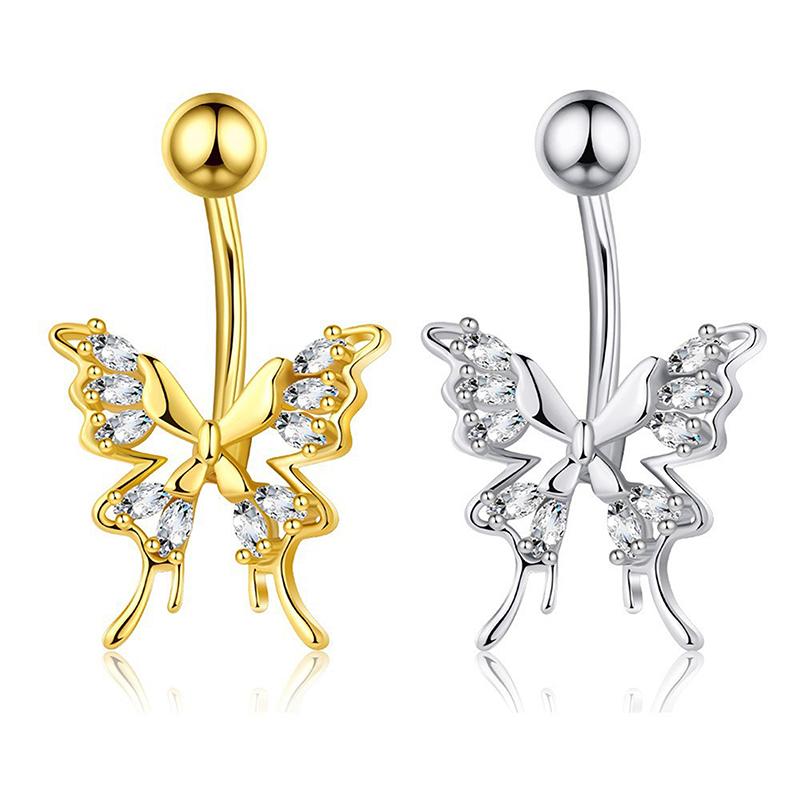 Simple Butterfly Navel Ring For Women Girls  Belly Button Rings Belly Piercing Jewelry Stainless Steel Navel Rings