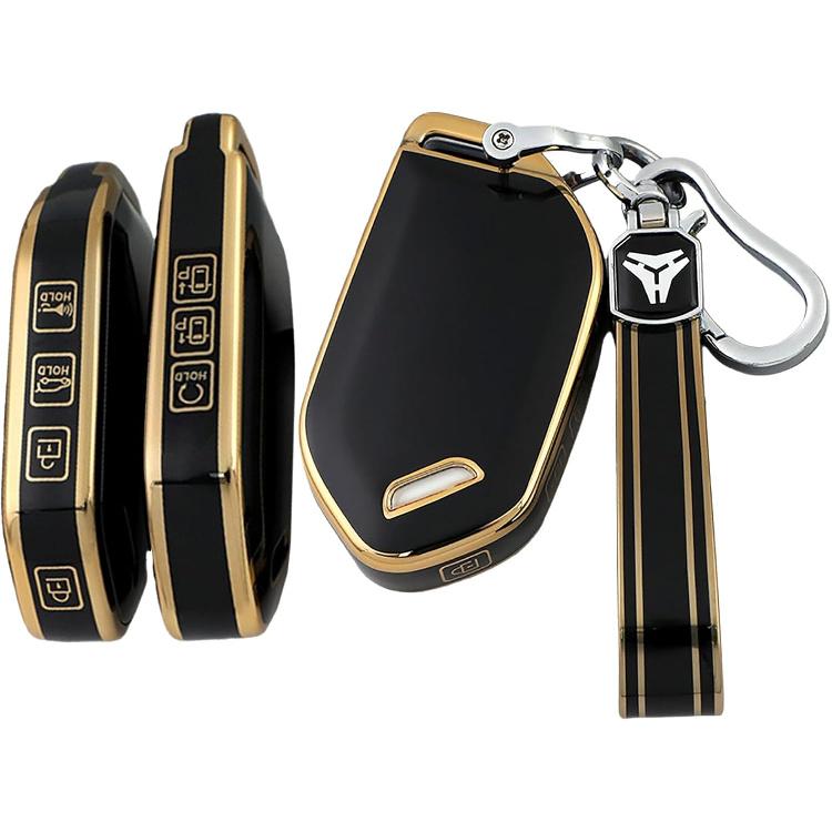 

Soft TPU Car Key Fob Case Cover Compatible with Kia Telluride 2025 Sorento 2025 K4 EX K5 GT-LINE EV5 EV6 EV9 2025 Sportage Carnival 2026 Golden Edge 7 Buttons B Black Parking