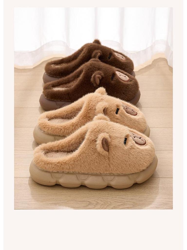 Capybara Kids' Winter Cotton Plush Slippers - Warm, Cozy Shoes for Boys and Girls