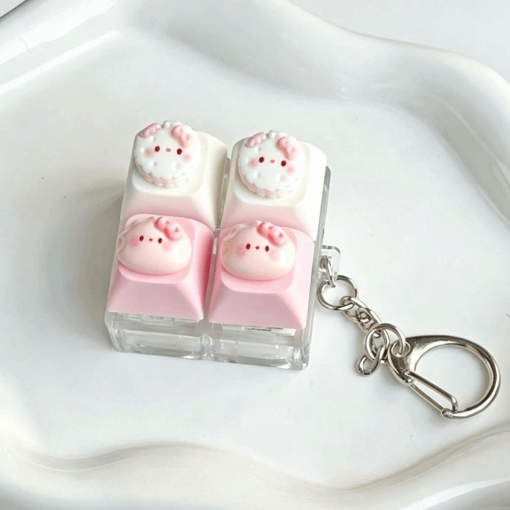 Kawaii Cat Shape Fidget Switch Tester Keychain Stress Relief Finger Press Toy Holiday Gift