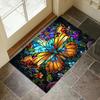 Outdoor Mat Stained Glass Butterfly Floral Design Non-Slip Mat Mat Entryway Kitchen Bathroom Balcony Vibrant Colors Home Decor
