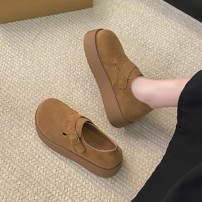 Fashion Thick Bottom Round Head Needle Buckle Plus Cotton Warm Fashion All Comfortable Non-slip Breathable Casual Women's Single Shoes