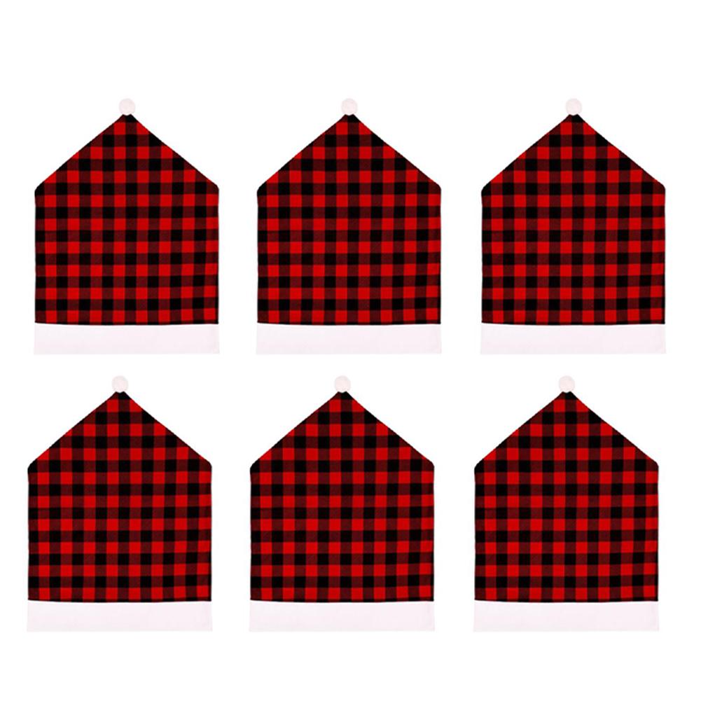 Christmas Buffalo Plaid Chair Back Covers Protective Fabric Covers for Dining Chairs Suitable for Home and Restaurant