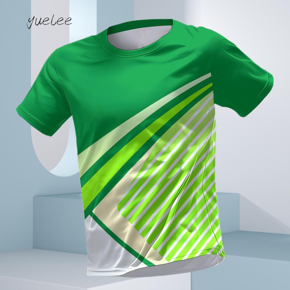 Men Fashion Colorful Stripe 3d Printed T-shirt Oversized Casual Sports Tops Soft Slightly Elastic Breathable 3D Printed Short Sleeve T-shirt