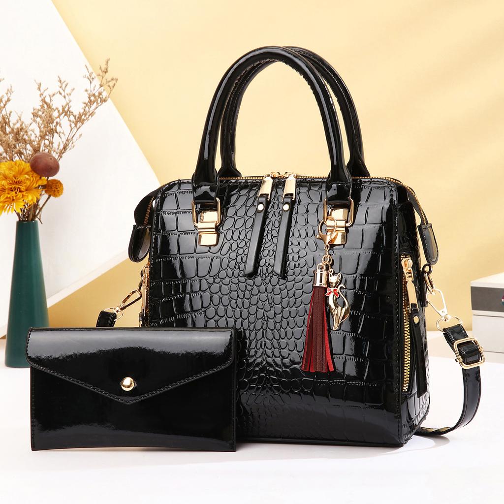 Bag Women's 2026 New Fashion Embossed Large Capacity Mom Bag Crocodile Pattern Two-piece Set Oblique Span Women's Bag