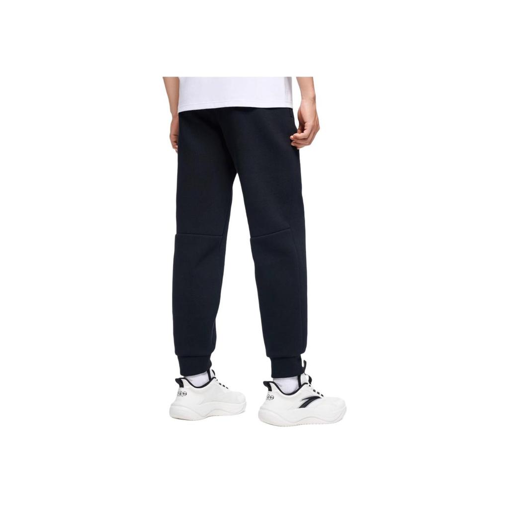 Anta Plain Mid-Waist Cuffed Knit Sports Pants Men Bottoms Basic-Black 152417306-3