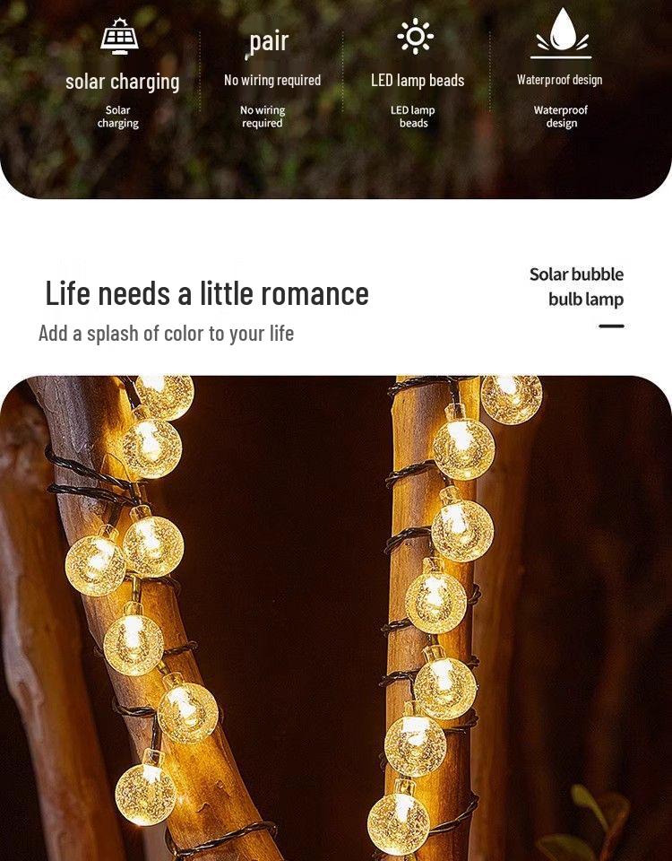 LED Solar Bubble Ball String Lights for Outdoor Ambiance