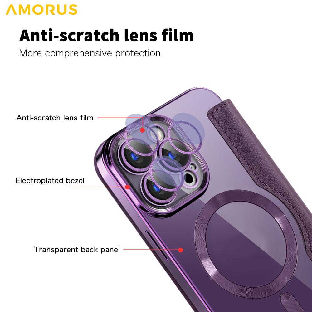 For iPhone 15 Pro Max Case Compatible with MagSafe RFID Blocking Card Holder Leather Phone Cover