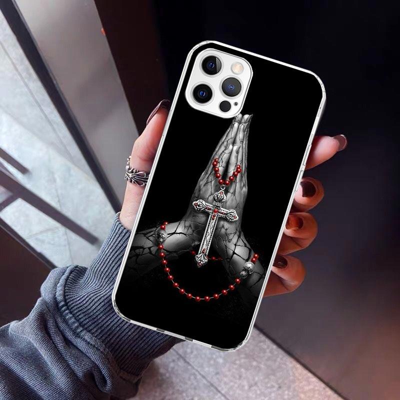 

God Jesus Pray Cross Phone Case For iPhone 17 Air 11 13 Mini 14 15 Plus 16 12 Pro Max 16E SE 7 8 Pattern Soft TPU Back Cover 17 iPhone 15 Pro Max