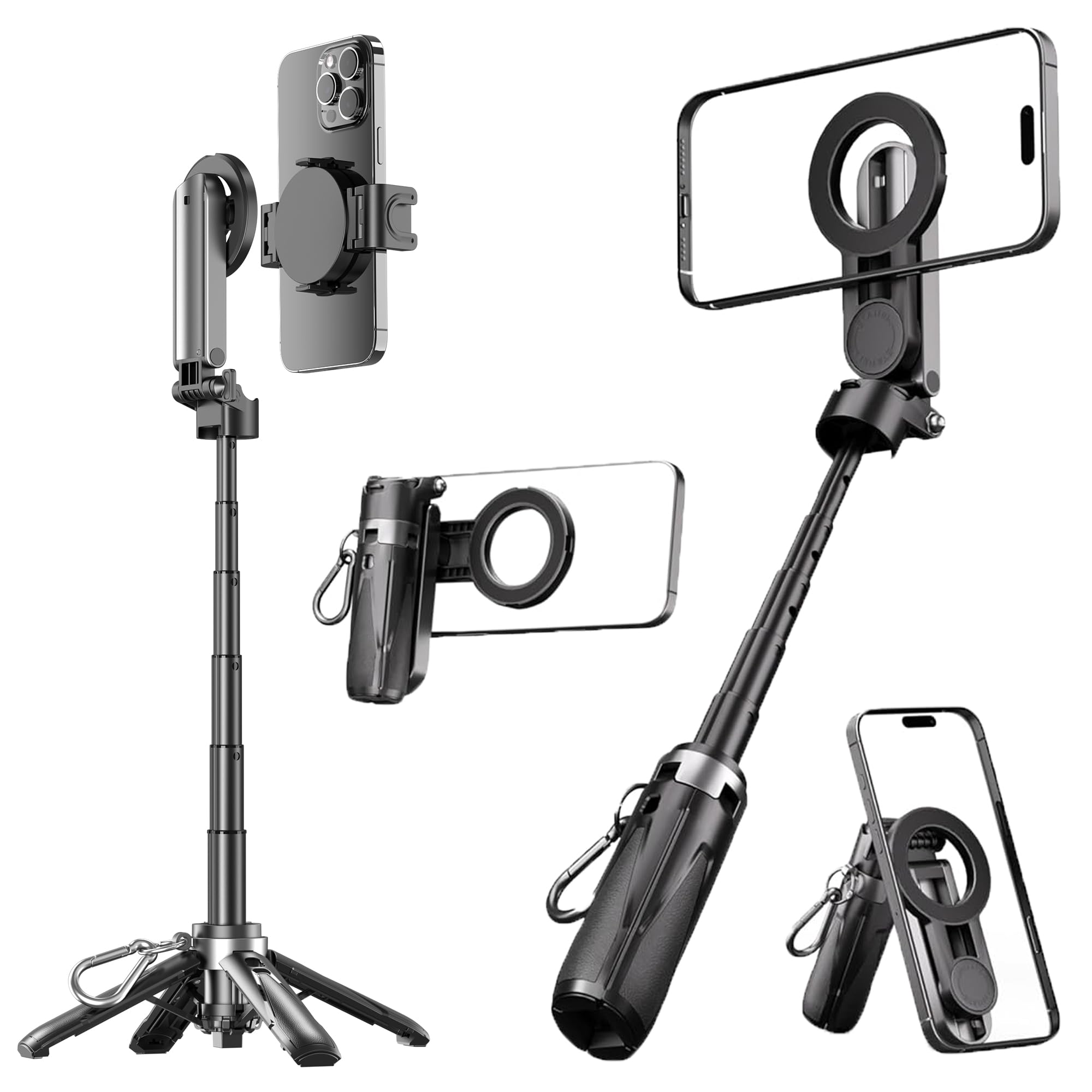 

Compact Smartphone Selfie Smartphone Holder for Magnetic Camera Ideal for Video and More Tripod, Stick, MagSafe, Grip, Lightweight, Foldable,