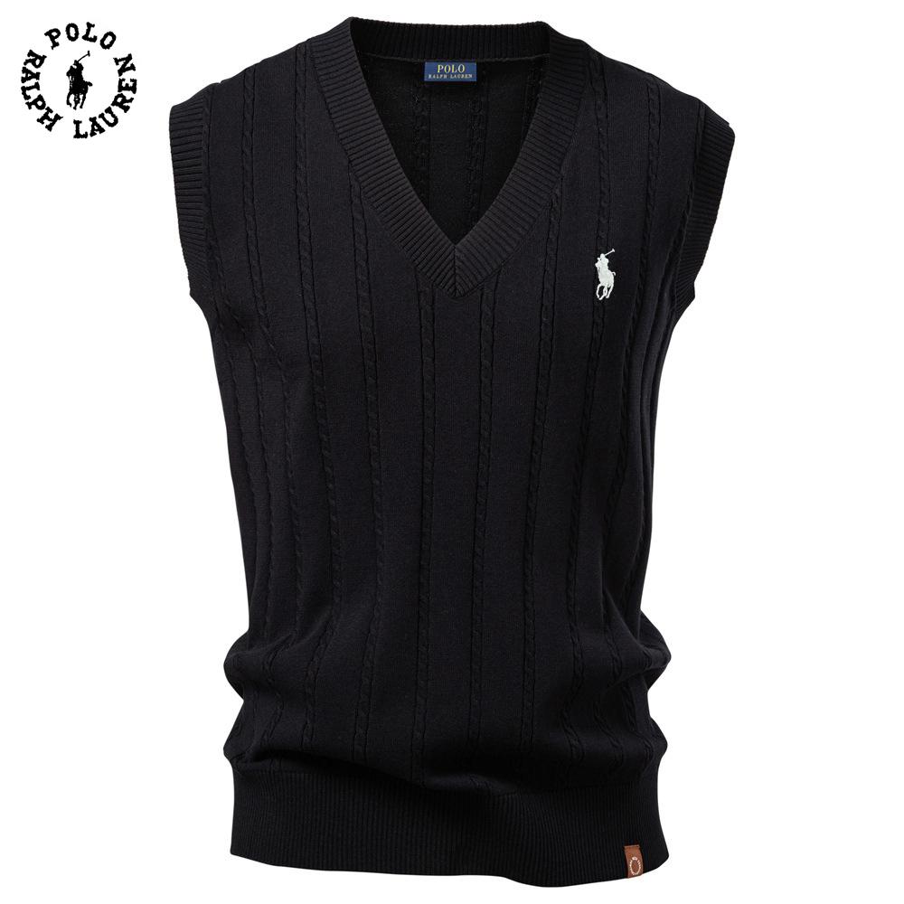 Polo Ralph Lauren Embroidery Autumn/Winter 2025 European Size V-neck Fried Dough Twists Sweater Vest for Men's Business Sweater Waistcoat