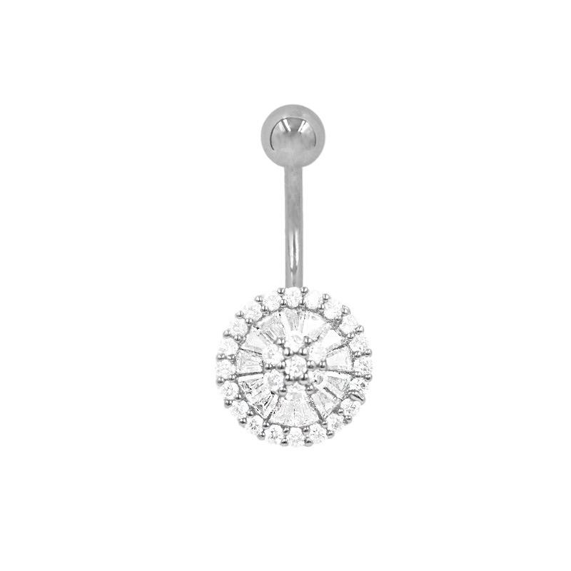 Gaibei Sunflower Full Diamond Navel Ring - European & American Design