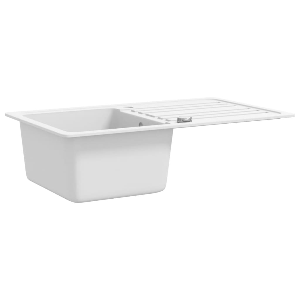 Granite, Single Bowl, White Sink with Drainer