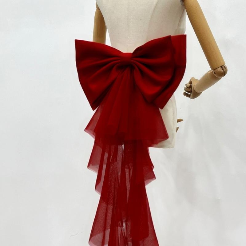 Fashionable Wedding Party Waist Bowknot for Woman Decorative Tulle Casual Train Waist Bowknot Foulard Female