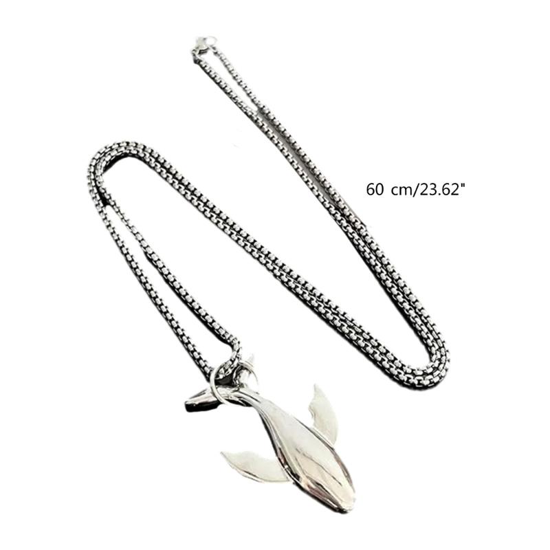 Whale Pendant Necklace Fashion Neck Jewelry Unique Sweater Chain for Couple Girl