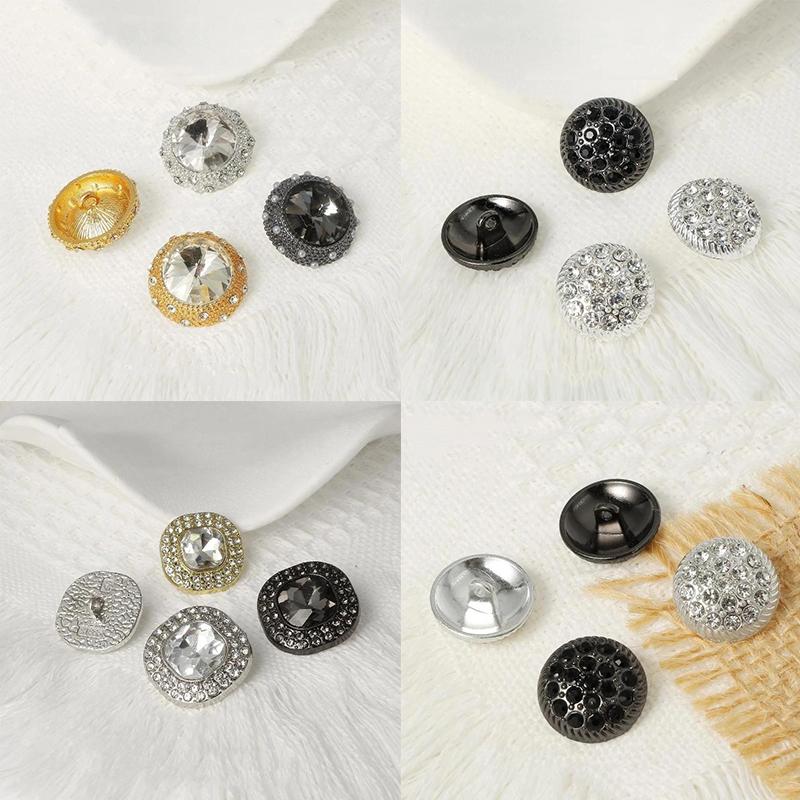 Metal Rhinestone Buttons Large Shiny Glass Crystal Matte Cute Buttons for Kids Clothing DIY Garment Sewing Decoration