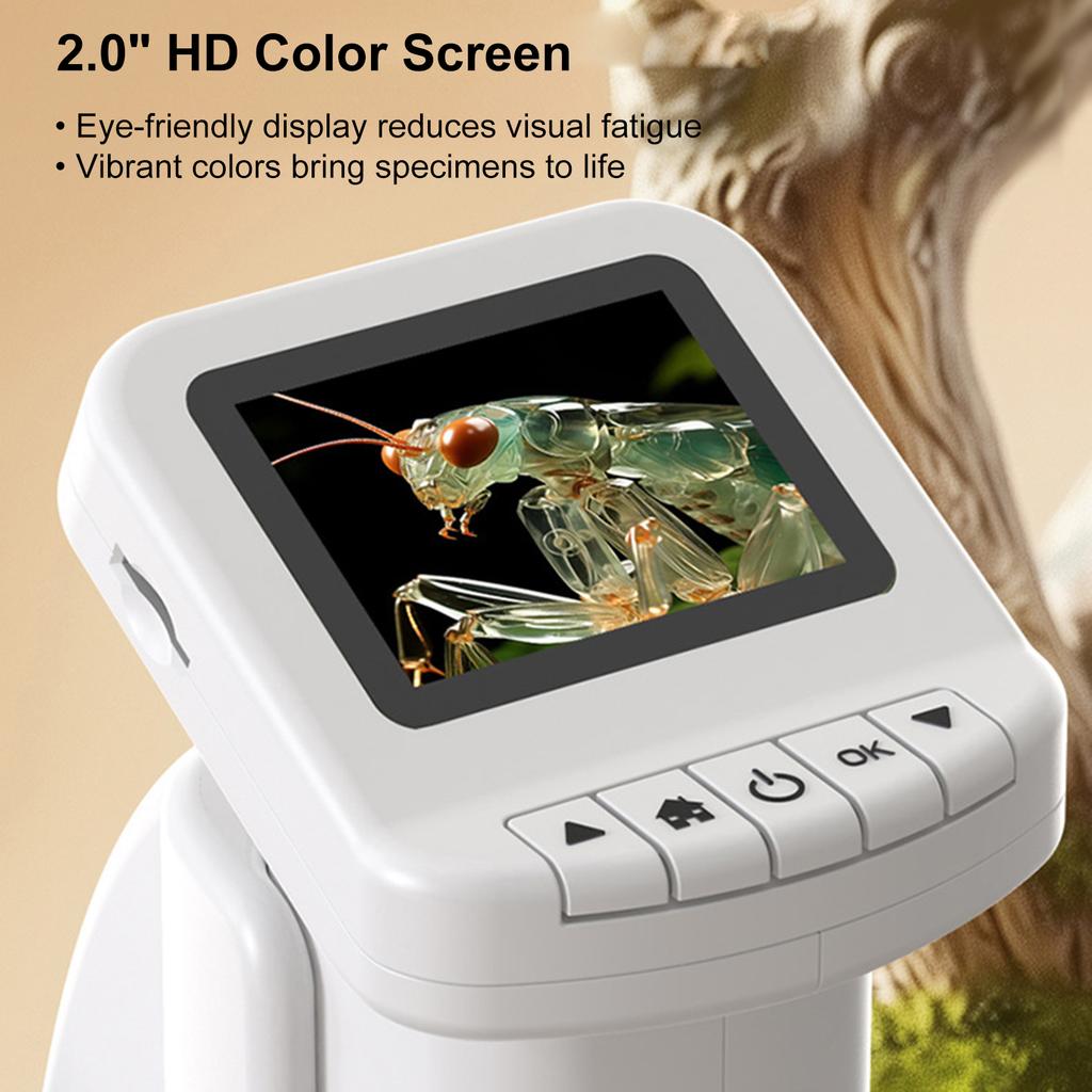 Tragbares digitales Mikroskop für Kinder mit 2,0-Zoll-LCD-Bildschirm, 120X-1200X-Vergrößerung, HD-Elektronenmikroskop für
