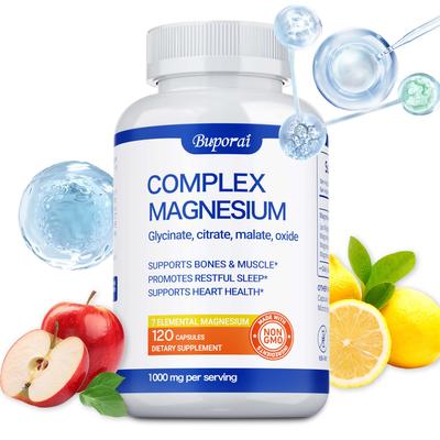 Four-in-one Magnesium Complex Capsules, 1000mg, for Bone and Joint Health, Immune Support, Suitable for Adults.