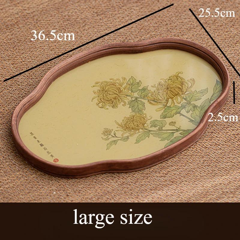 Begonia Glass Lotus Tea TraySmall Chinese Pot Bearing Dry Bubble TableBamboo Premium Tea Storage Tray