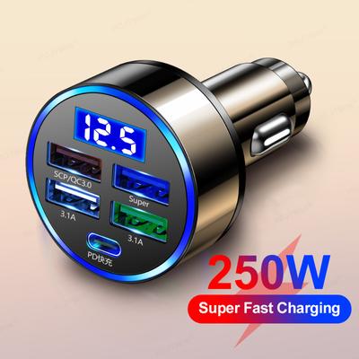 5 Ports USB Autoladung 250 W Schnell 7a Mini Schnellladung für iPhone 11 Xiaomi Huawei Handy-Ladegerät-Adapter im Auto
