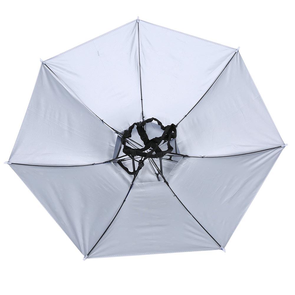 77cm Sunscreen Windproof Head Mounted Umbrella Top Folding Hat Umbrella(Raindrop Blue)