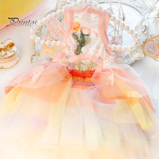 Pet Dress Elegant Summer Cat Princess Dress Charming Butterfly Decor Mesh Stitching Dog Dress for Daily Wear