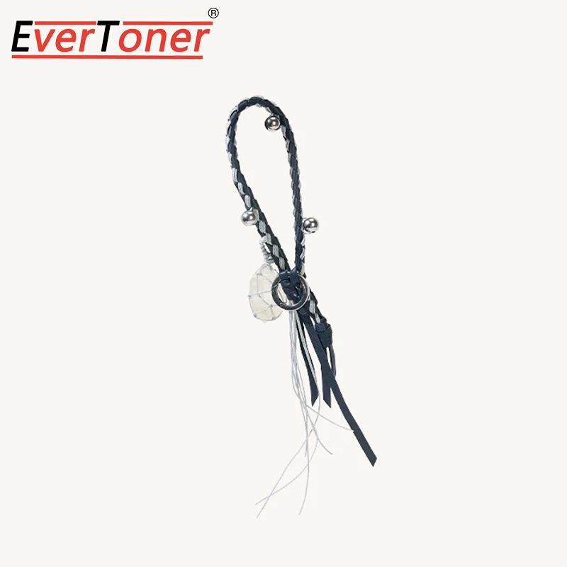 EverToner Braided Rope Keychain for Women Leather Songmont mountain with Matsuyu stone crysta Purse Keys Backpack Pendant