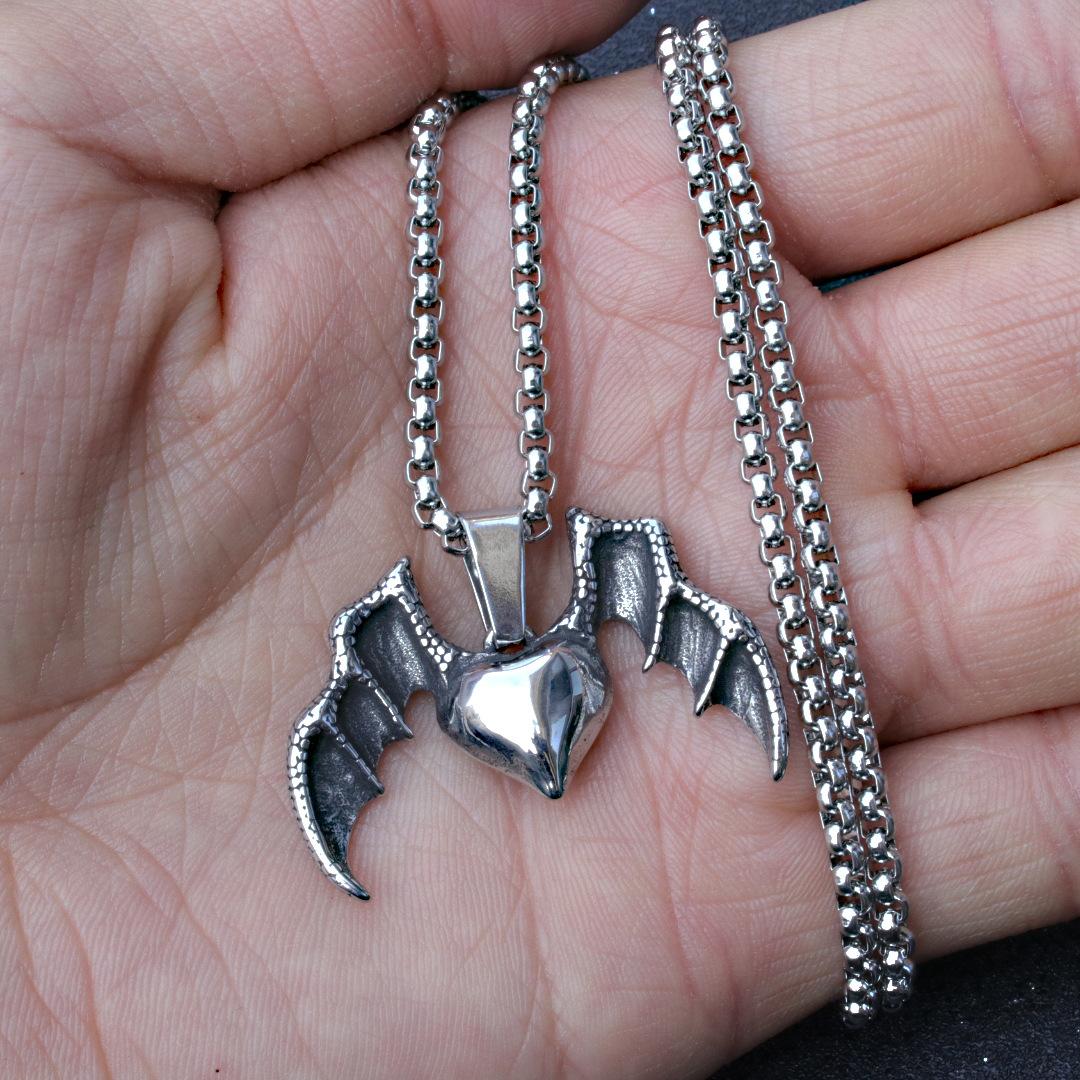 

Fashion necklace personalized love wing pendant nightclub hipster bat stainless steel titanium necklace