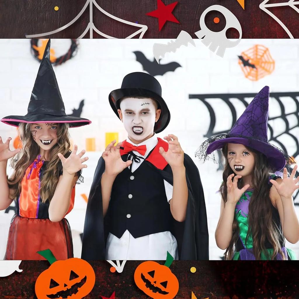 Halloween Vampire Teeth 3 Pairs Horror False Teeth with 2 Teeth Glues for Halloween Cosplay Dress Up Costume Party Props