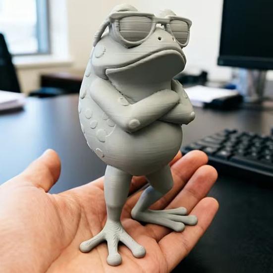 3D Printed Frog Figure, Mini Desktop Ornament, Simulated Frog Model with Sunglasses Crossed Arms, Standing Frog for Desk, Car Interior