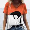 T-Shirts Women's Fashion T-Shirt Cat Print Casual Comfort Short Sleeve Crew Neck Pullover Clothing