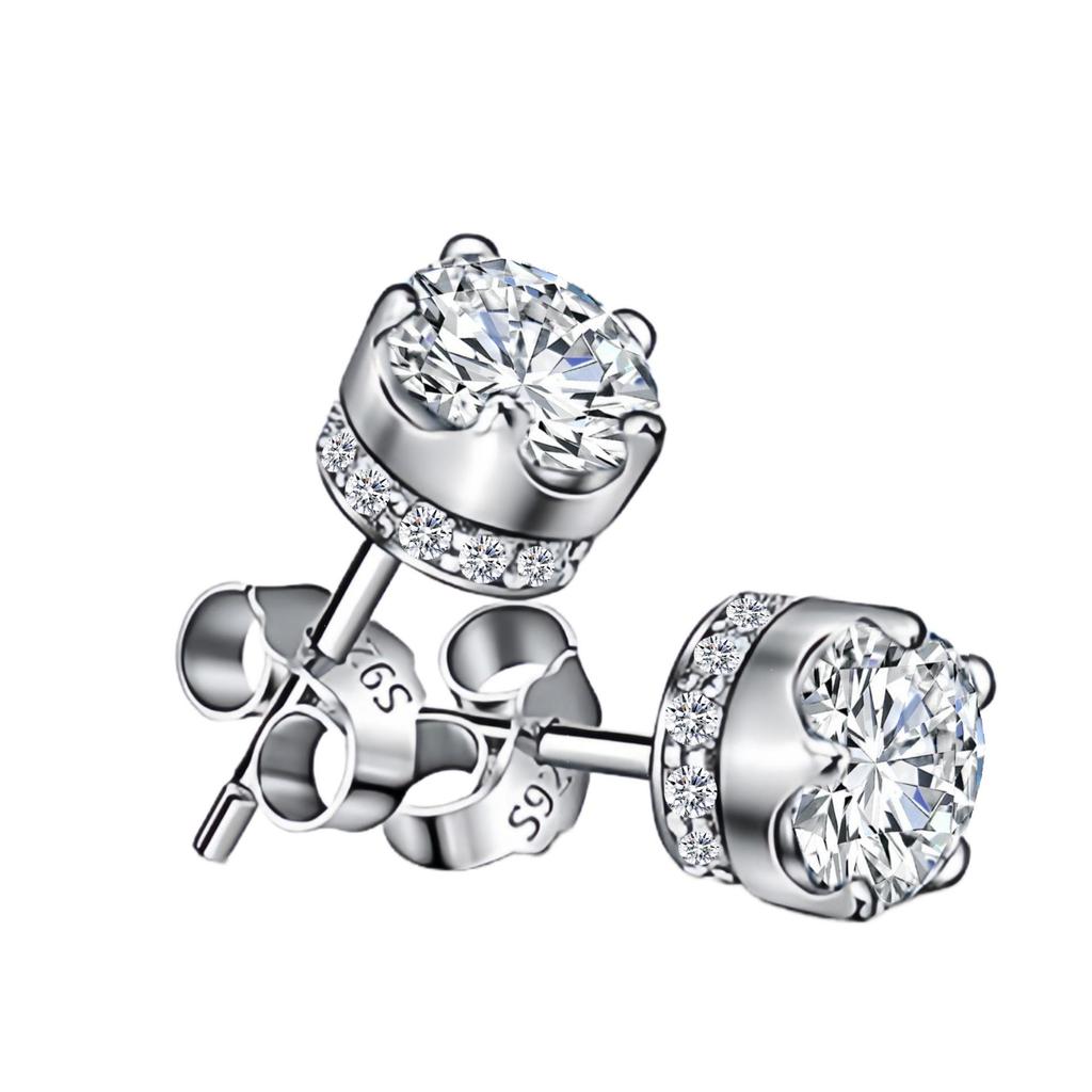 Korean Full Pave Zircon Hypoallergenic Round Stud Earrings