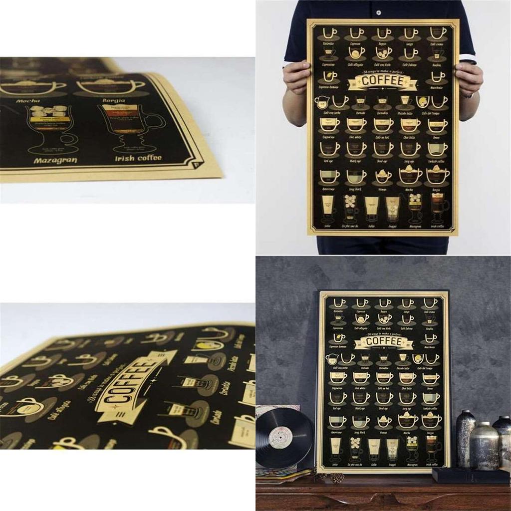 Póster de Papel Kraft de Calidad Premium para Decoración de Bar Café Vintage Nostálgico para Pared