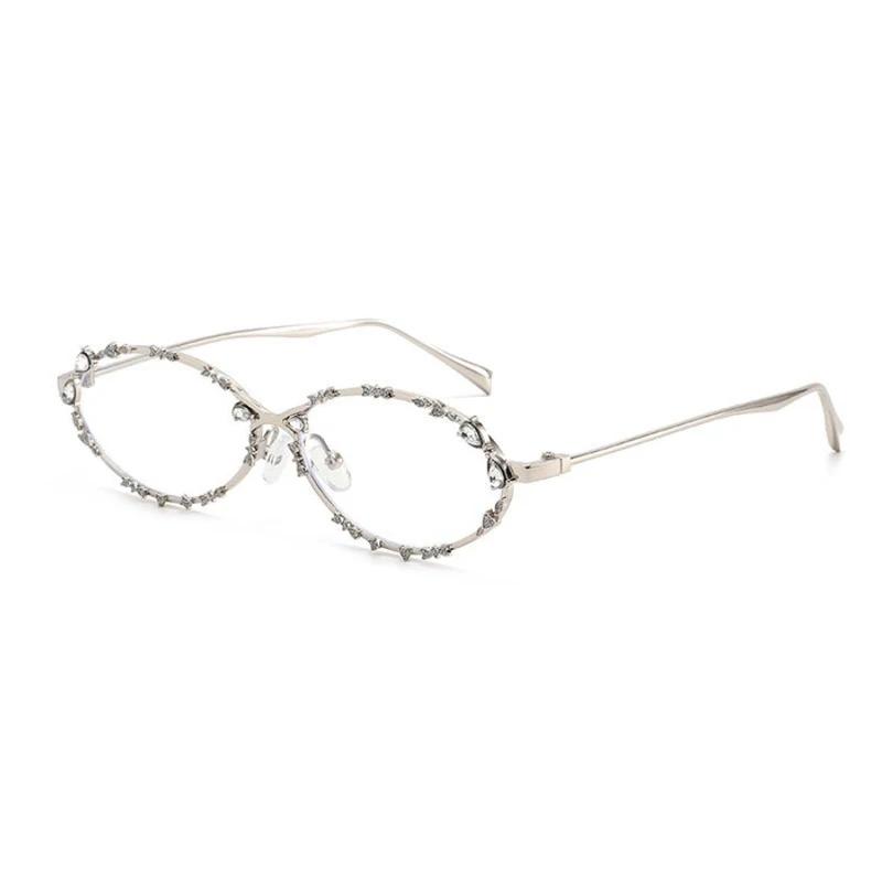 

1PC oval punk diamond glasses men s and women s luxury fashion trend rhinestone anti-blue glasses Korean version of street style glasses