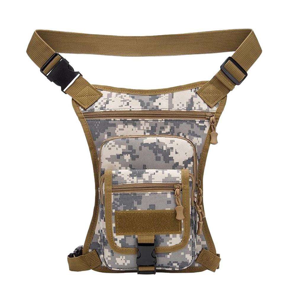 Men's Camouflage Multifunctional Outdoor Bag - Crossbody, Waist, and Leg Options for Sports and Mountaineering.