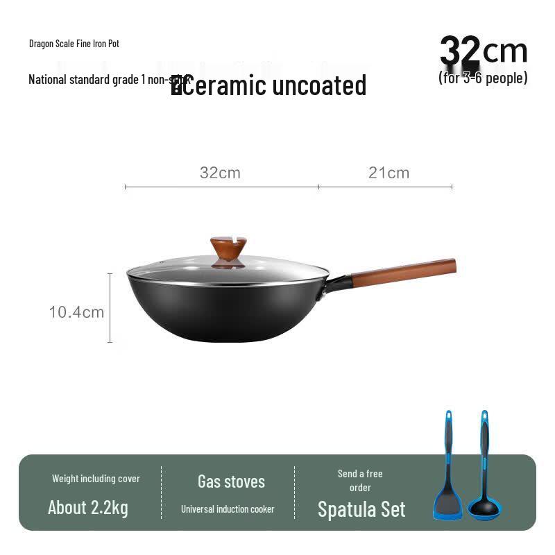 DESLON Dragon Scale Ceramic Fine Iron Wok
