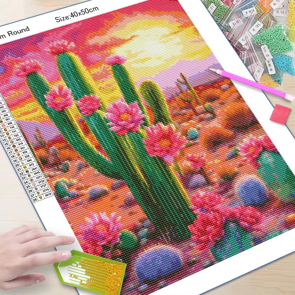 DIY Diamond Painting Kit Landscape Cactus Sailboat Sunset Full Diamond Mosaic Cross Stitch Gemstone Inlay Room Decoration Gift