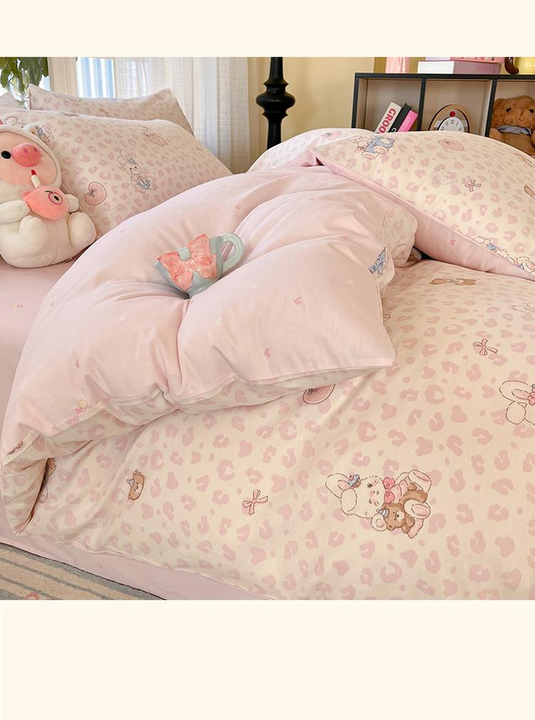All Cotton Printed Four Piece Set, 100% Pure Cotton Household Duvet Cover, Bed Sheet, Bedding, Student Dormitory Three Piece Set